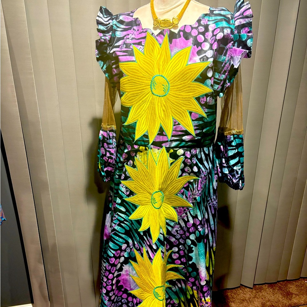 Embellished African Kaftan Cotton Long Dress Women